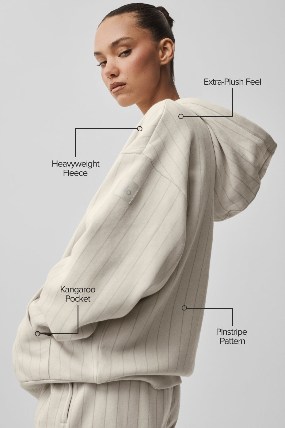 Alo Yoga Pinstripe Hoodie - Bone Pinstripe