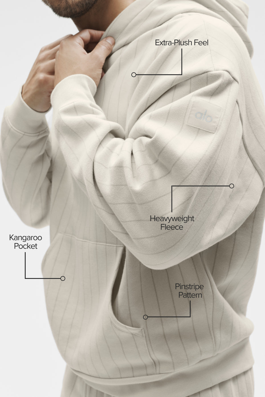 Alo Yoga Pinstripe Hoodie - Bone Pinstripe
