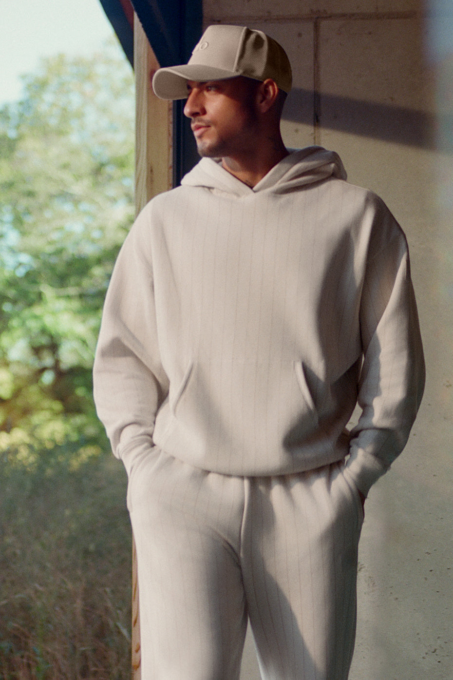 Alo Yoga Pinstripe Hoodie - Bone Pinstripe