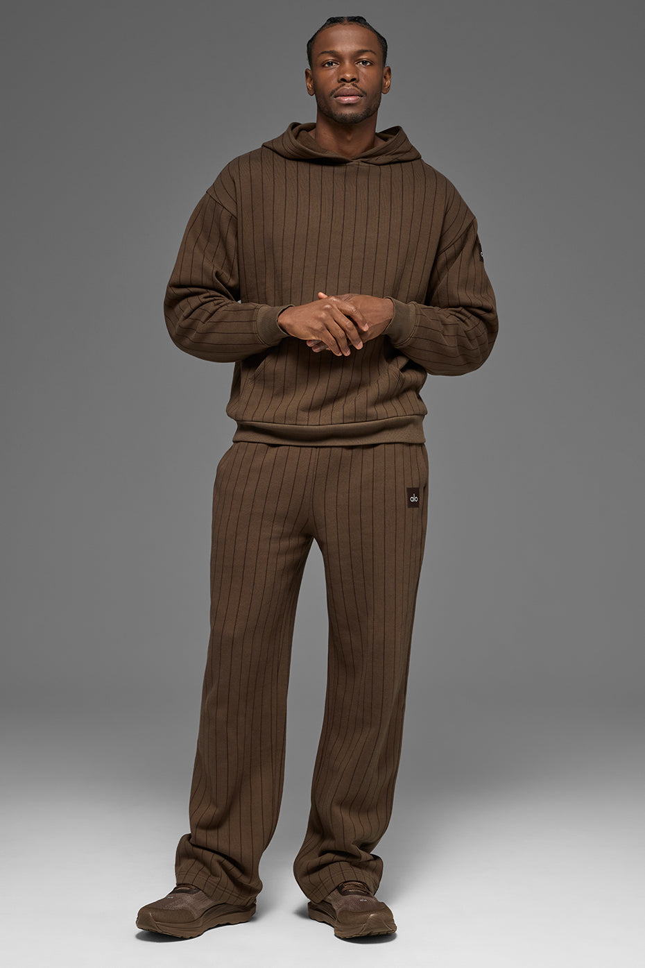 Alo Yoga Pinstripe Hoodie - Espresso Pinstripe