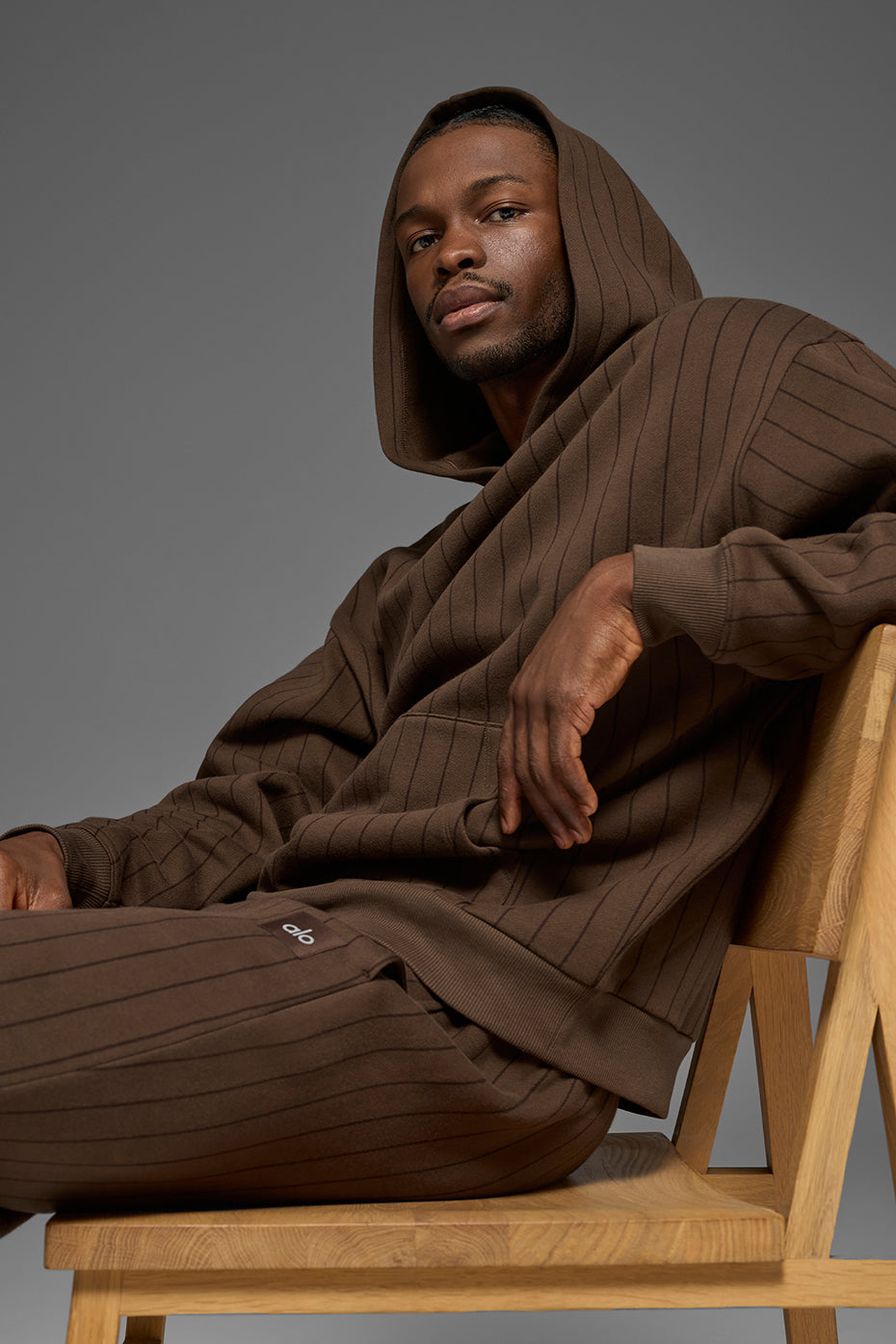 Alo Yoga Pinstripe Hoodie - Espresso Pinstripe