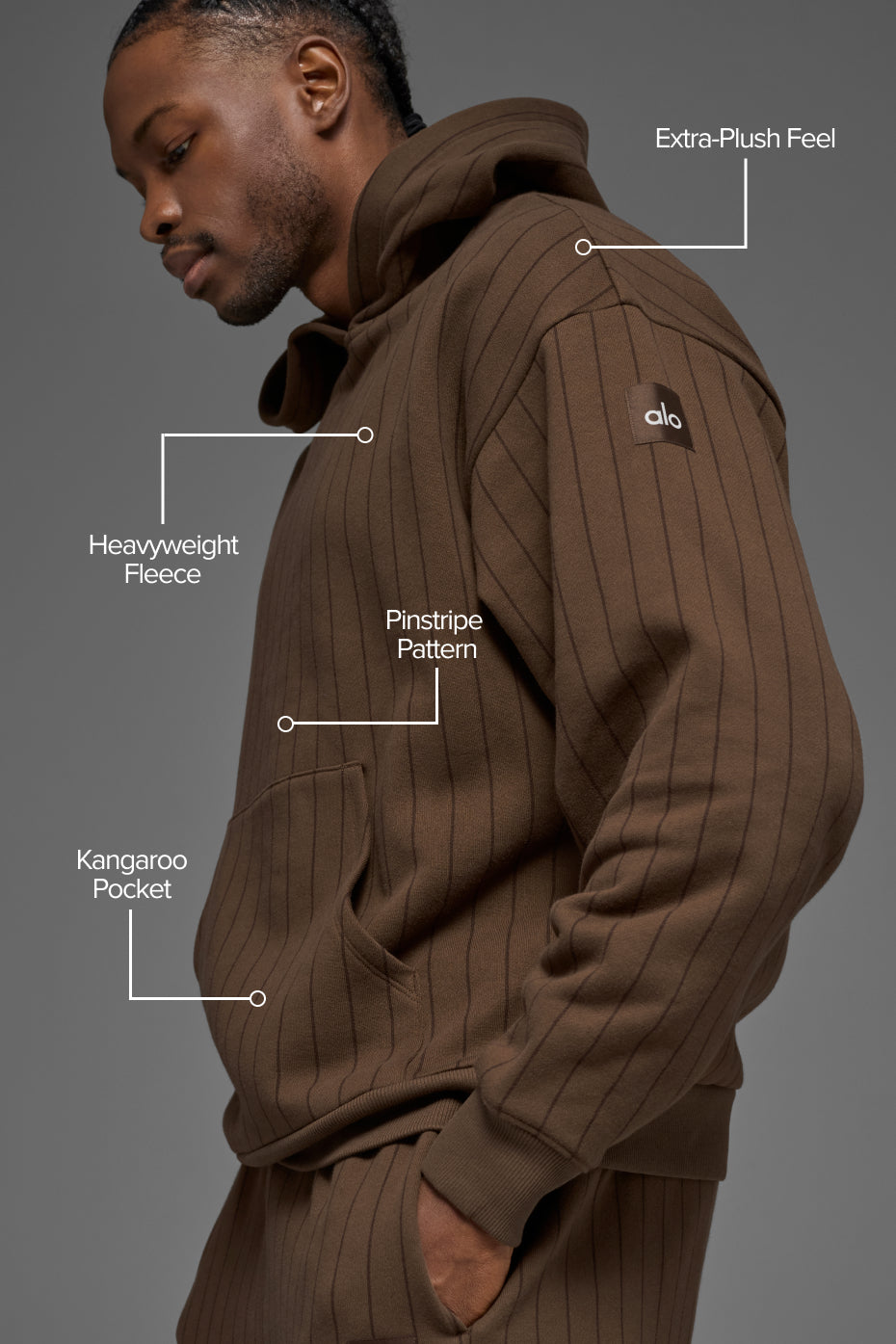 Alo Yoga Pinstripe Hoodie - Espresso Pinstripe