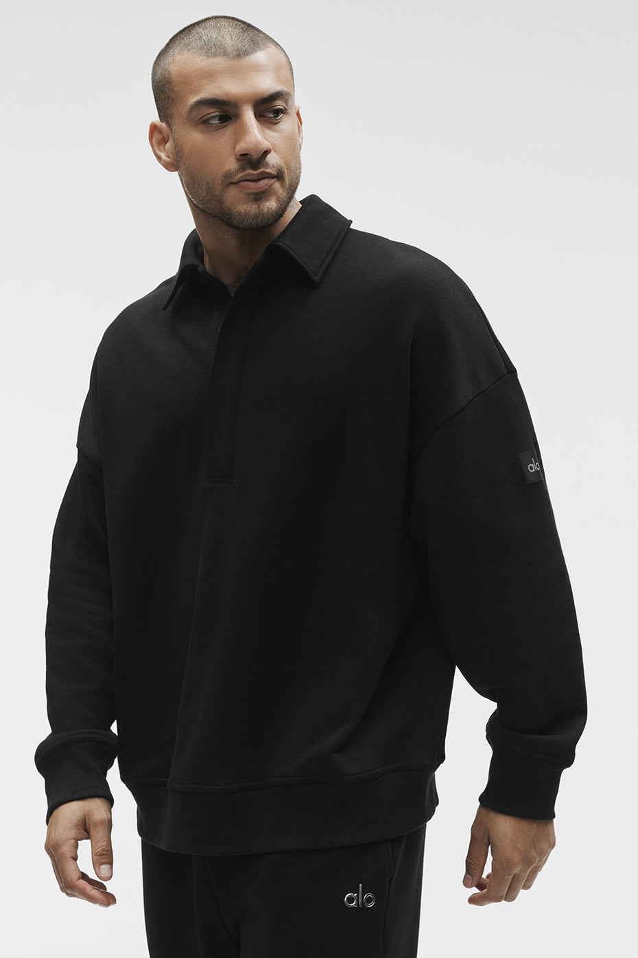 Alo Yoga Take It Easy Long Sleeve Henley Pullover - Black