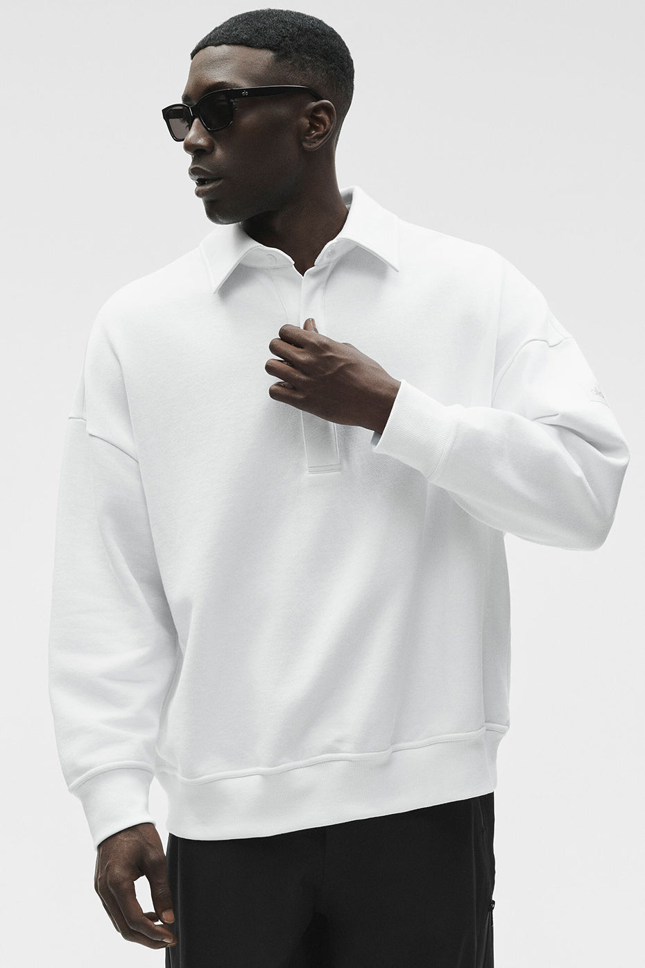 Alo Yoga Take It Easy Long Sleeve Henley Pullover - White