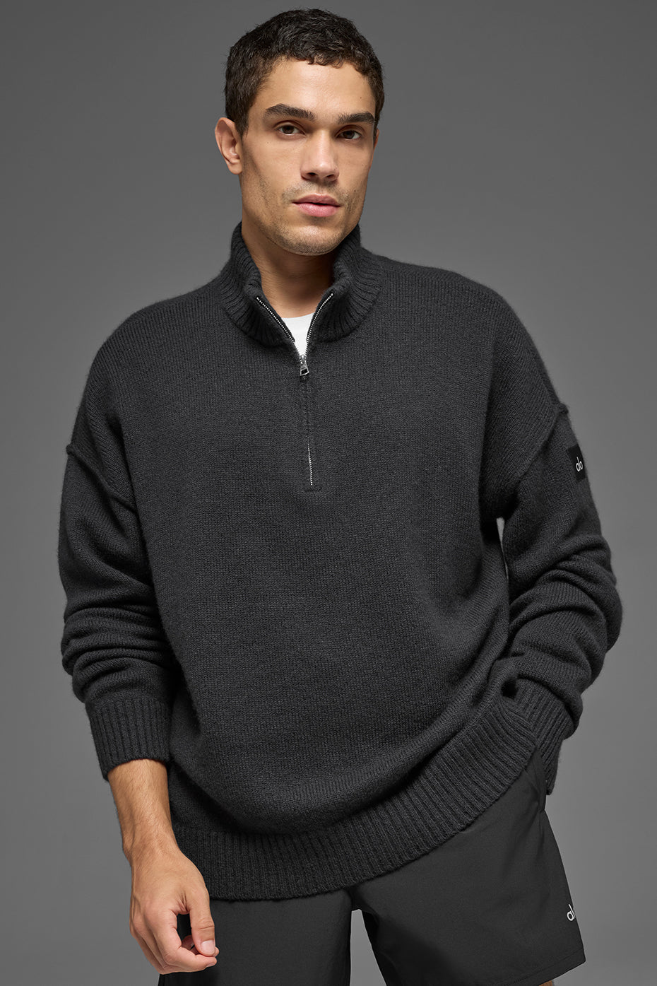 Alo Yoga Wool Cashmere New Class 1/4 Zip Pullover - Black