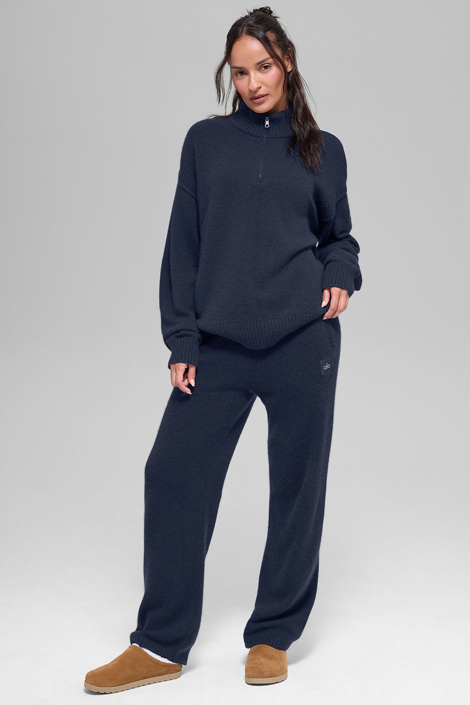 Alo Yoga Wool Cashmere New Class 1/4 Zip Pullover - Navy