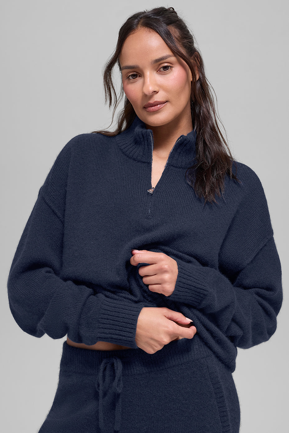 Alo Yoga Wool Cashmere New Class 1/4 Zip Pullover - Navy