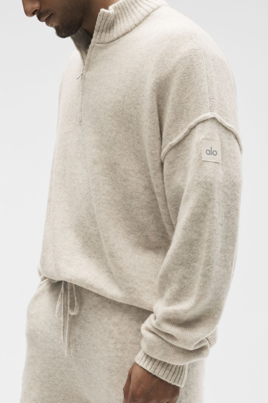 Alo Yoga Wool Cashmere New Class 1/4 Zip Pullover - Oatmeal Heather