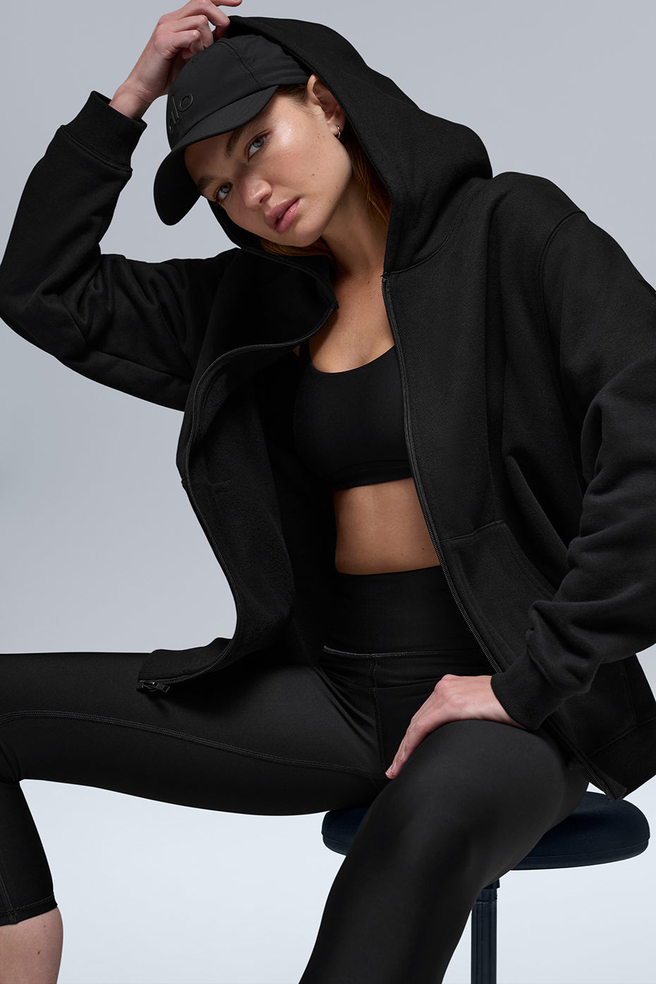 Alo Yoga Renown Heavy Weight Full Zip Hoodie - Black