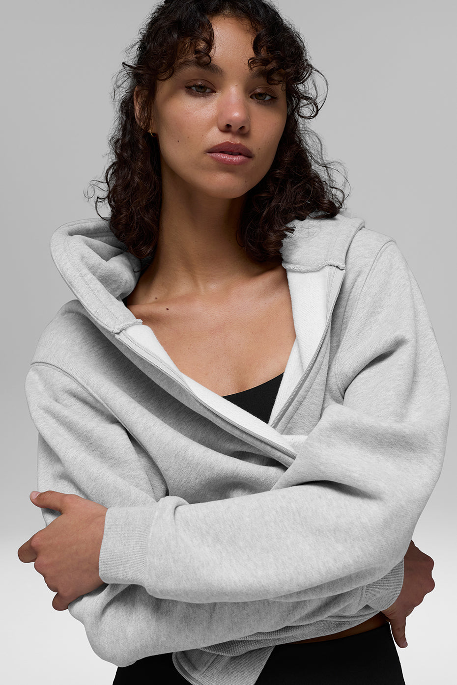 Alo Yoga Renown Heavy Weight Full Zip Hoodie - Athletic Heather Grey
