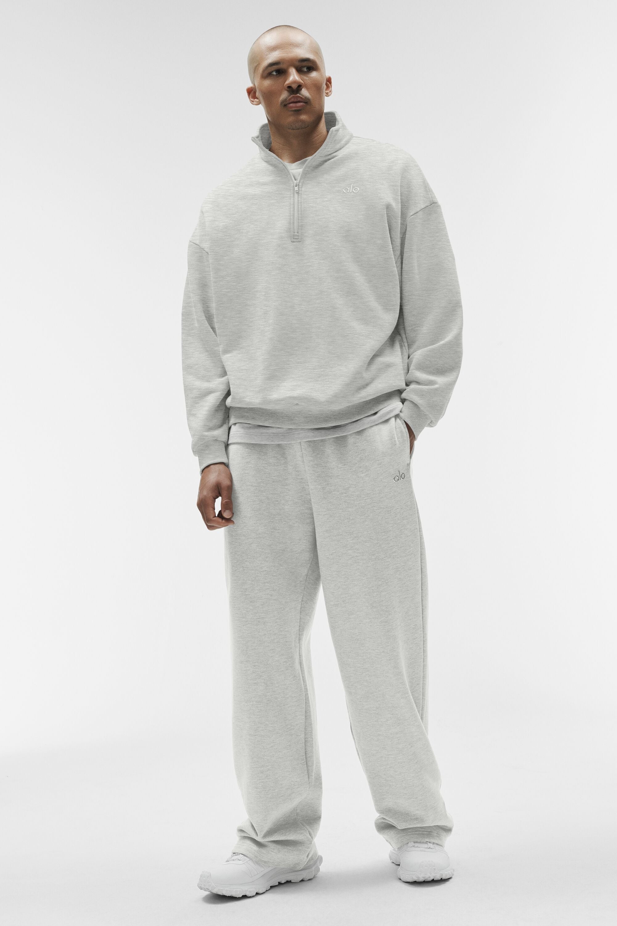Alo Yoga Accolade Straight Leg Sweatpant - White Heather