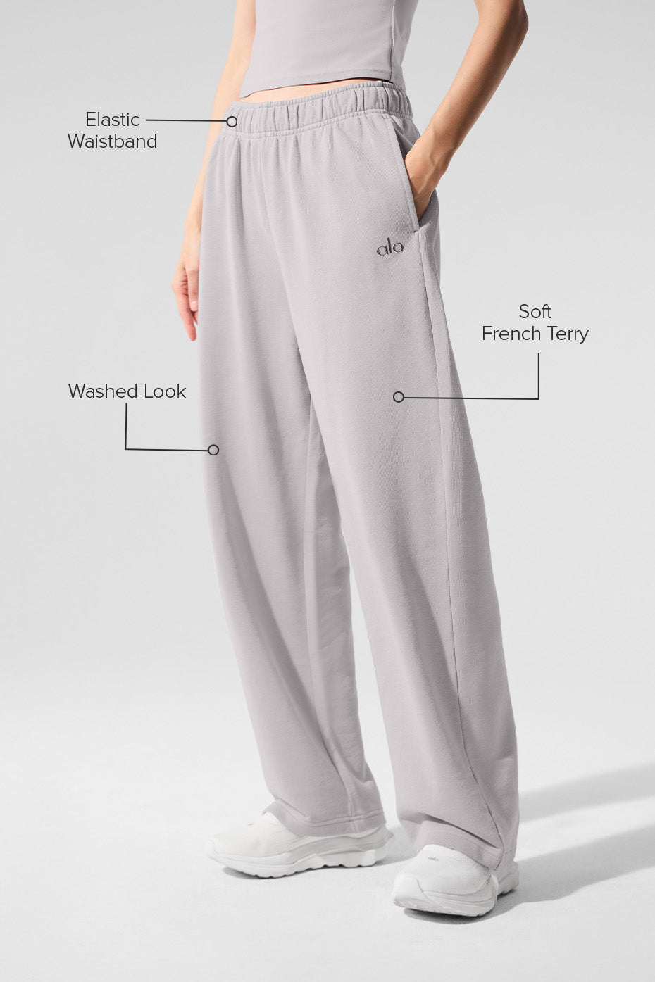 Alo Yoga Washed Accolade Straight Leg Sweatpant - Grey Sky Wash