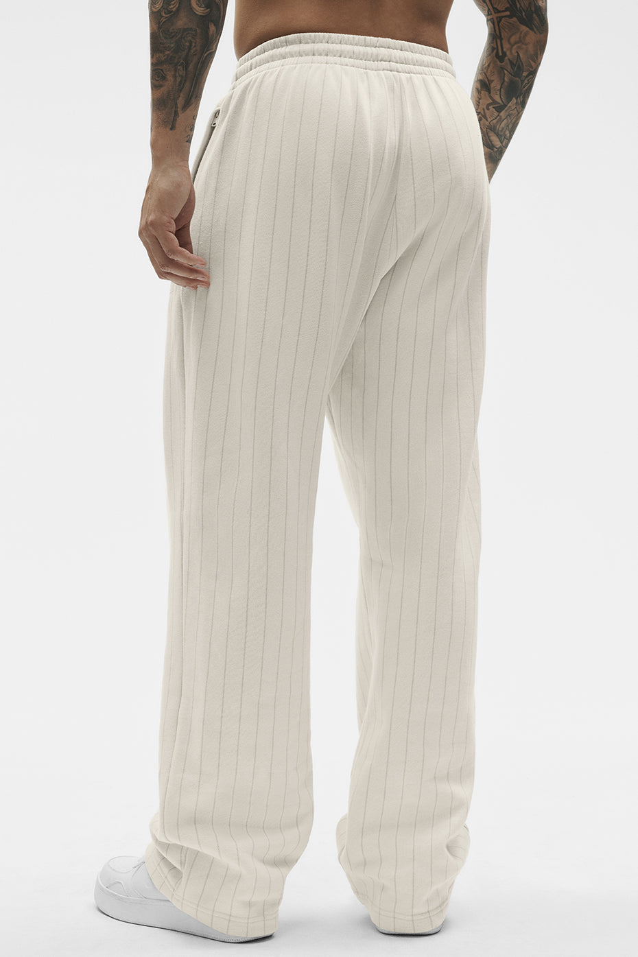 Alo Yoga Pinstripe Straight Leg Sweatpant - Bone Pinstripe