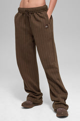 Alo Yoga Pinstripe Straight Leg Sweatpant - Espresso Pinstripe