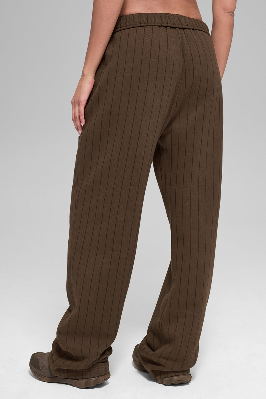 Alo Yoga Pinstripe Straight Leg Sweatpant - Espresso Pinstripe