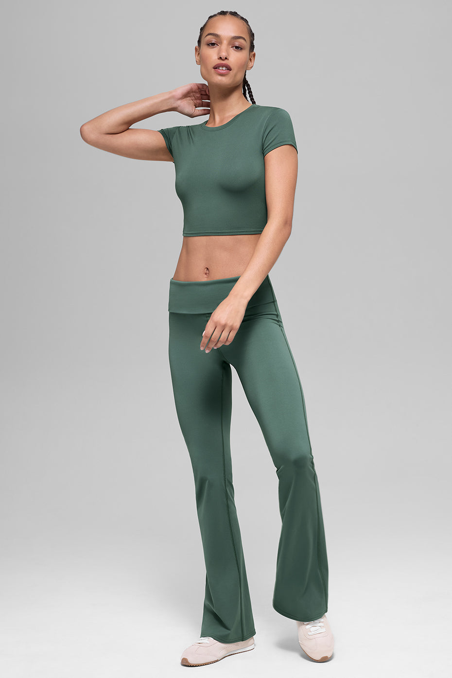 Alo Yoga Alosoft Crop Finesse Short Sleeve - Clover Green