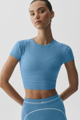 Alo Yoga Alosoft Crop Finesse Short Sleeve - California Blue