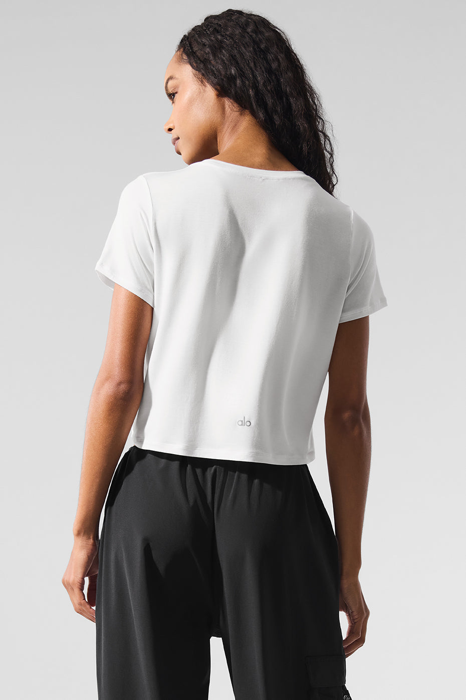 Alo Yoga Cropped All Day Short Sleeve - White