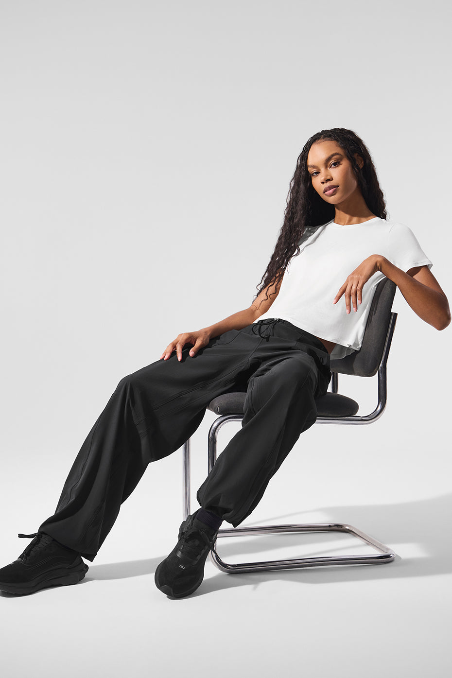 Alo Yoga Cropped All Day Short Sleeve - White