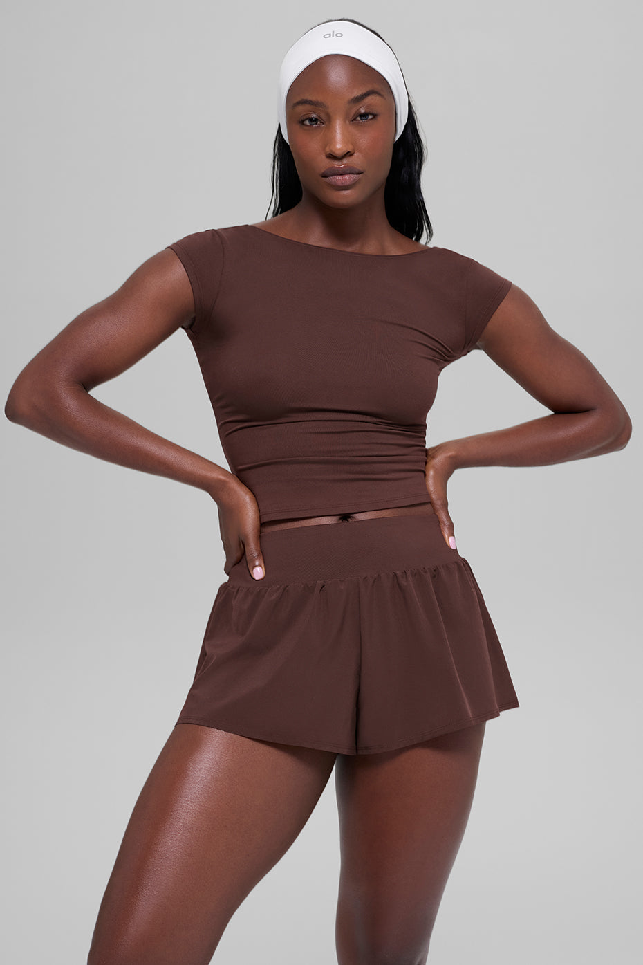 Alo Yoga Alosoft Back For More Tee - Brownstone