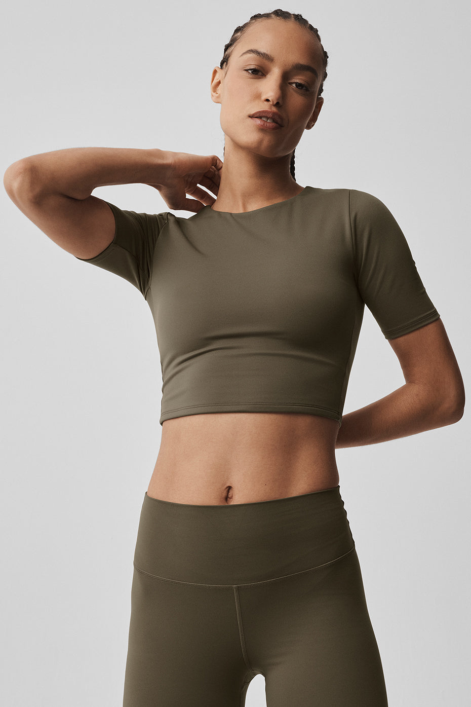 Alo Yoga ALO Softsculpt Precision Half Sleeve Tee - Olive Tree