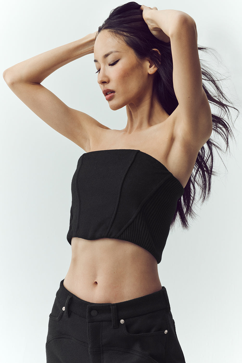 Alo Yoga Wool Blend Nightcap Corset Top - Black