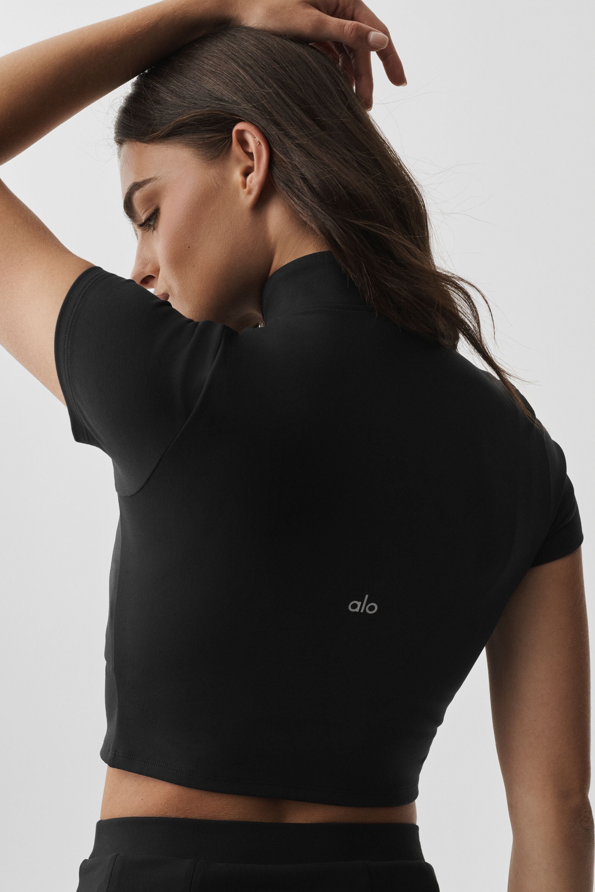 Alo Yoga ALO Softsculpt Full Zip Short Sleeve - Black