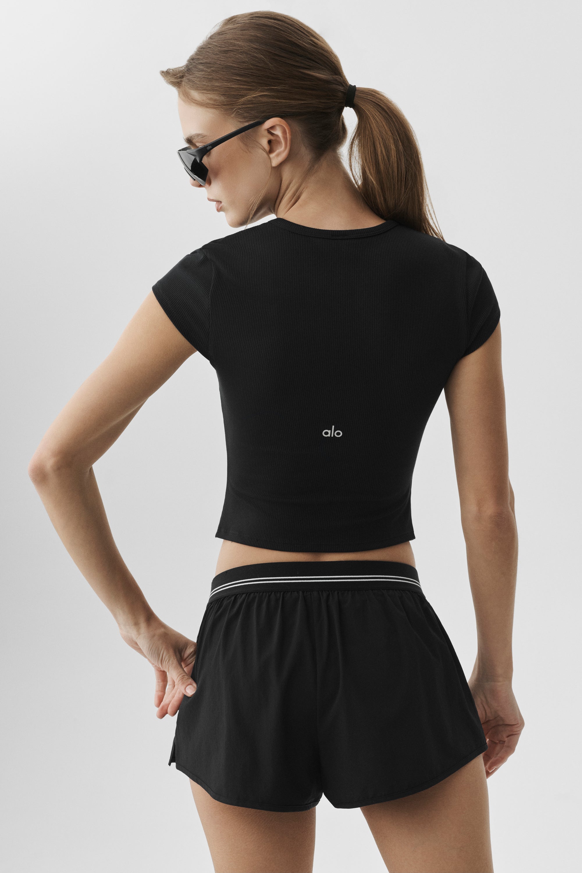 Alo Yoga Ribbed Modal Cap Sleeve Top - Black