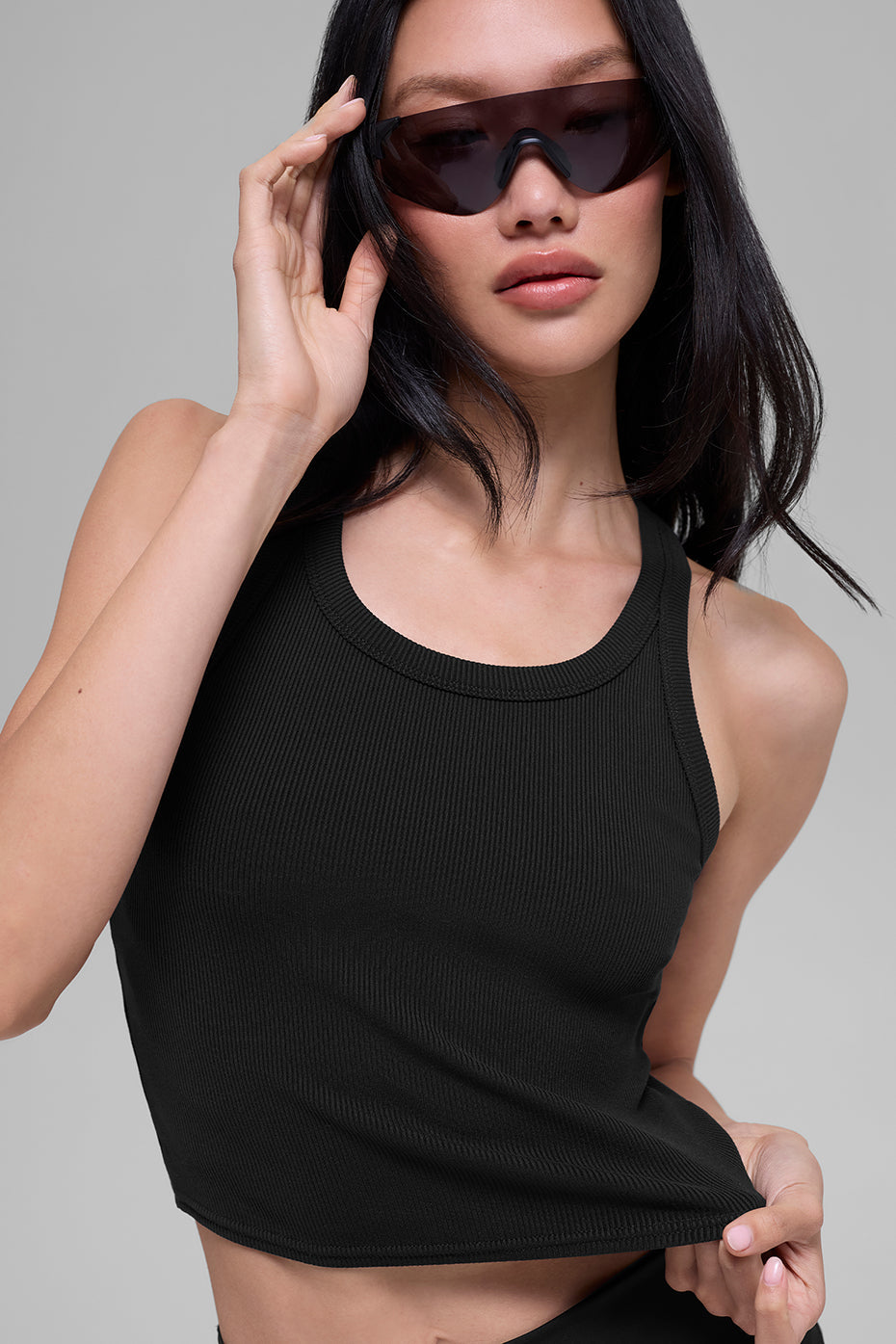 Alo Yoga Goddess Ribbed Go-To Tank - Black