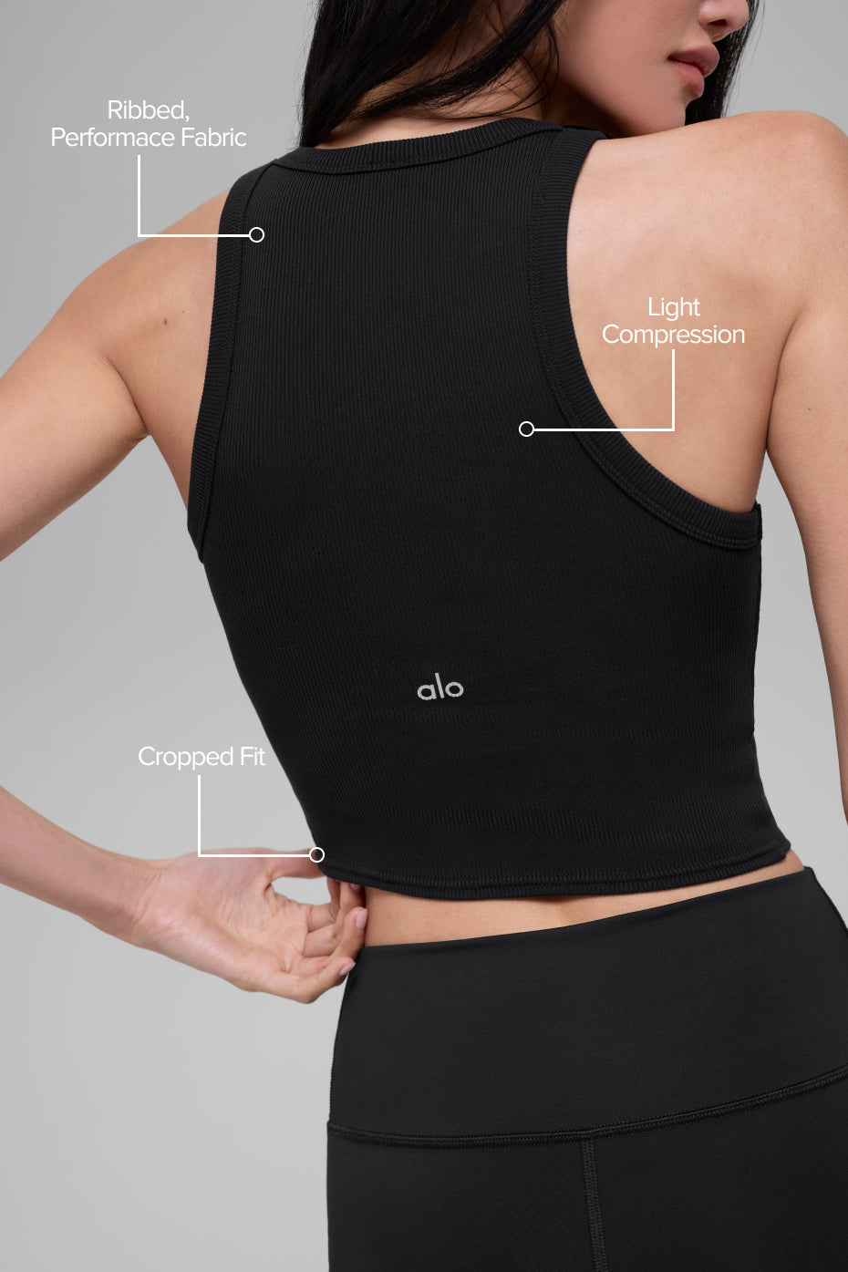 Alo Yoga Goddess Ribbed Go-To Tank - Black