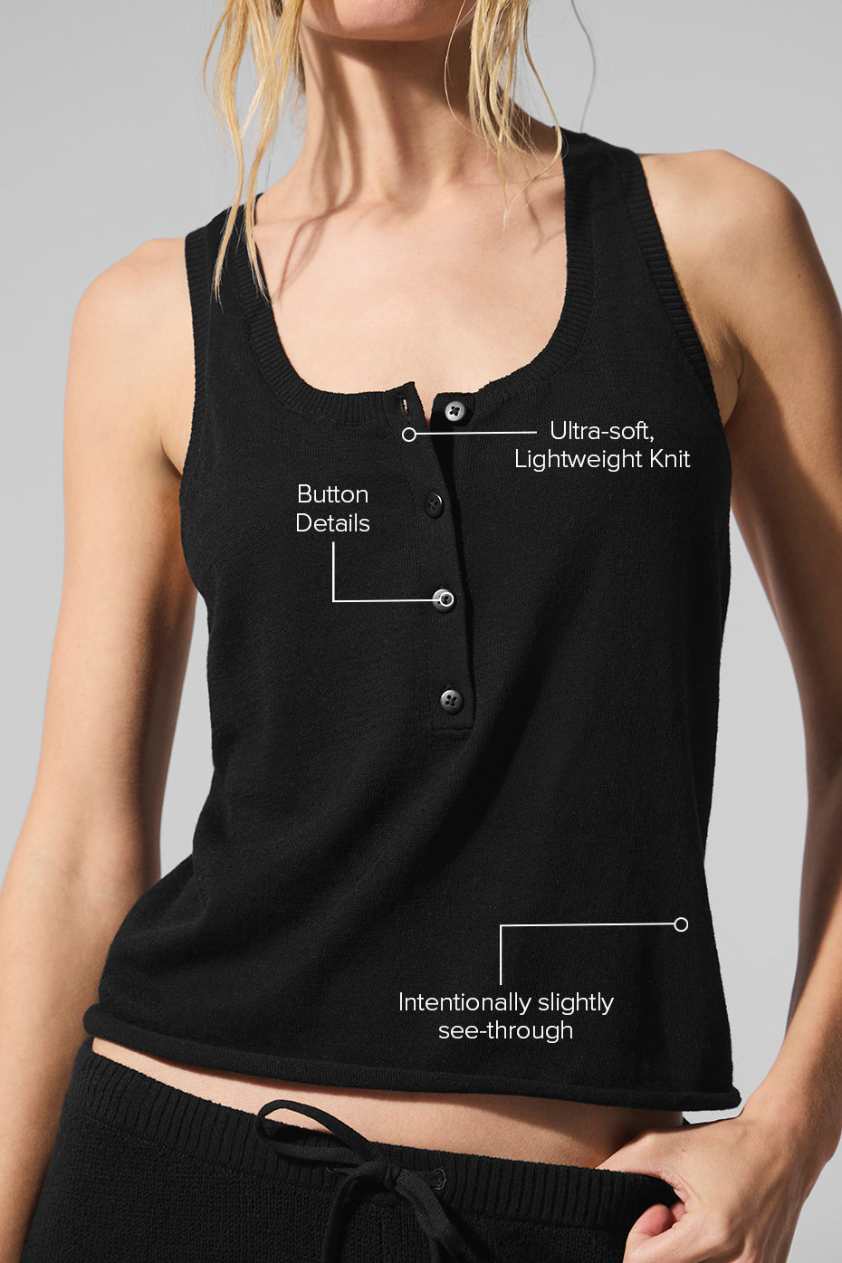 Alo Yoga Supernatural Sweater Henley Tank - Black