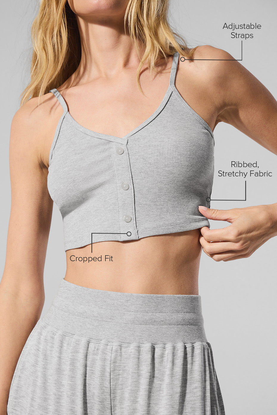 Alo Yoga Ribbed Delicate Lounge Tank - Athletic Heather Grey
