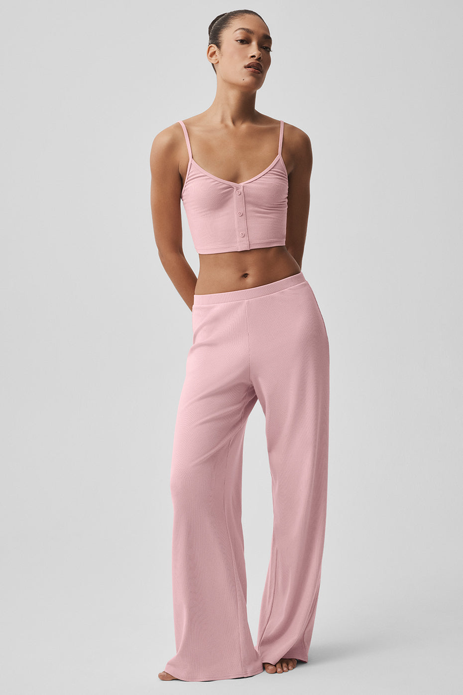 Alo Yoga Ribbed Delicate Lounge Tank - Vintage Pink