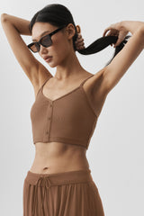Alo Yoga Ribbed Delicate Lounge Tank - Sun Kissed Brown