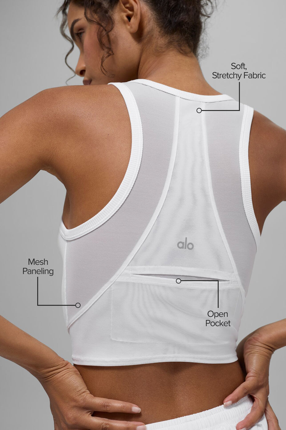 Alo Yoga Mesh Front Runner Tank - White
