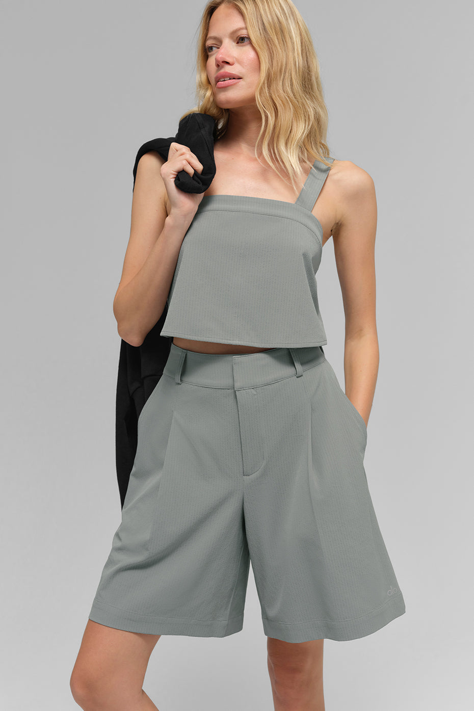 Alo Yoga Cropped Dreamscape Tank - Lunar Grey