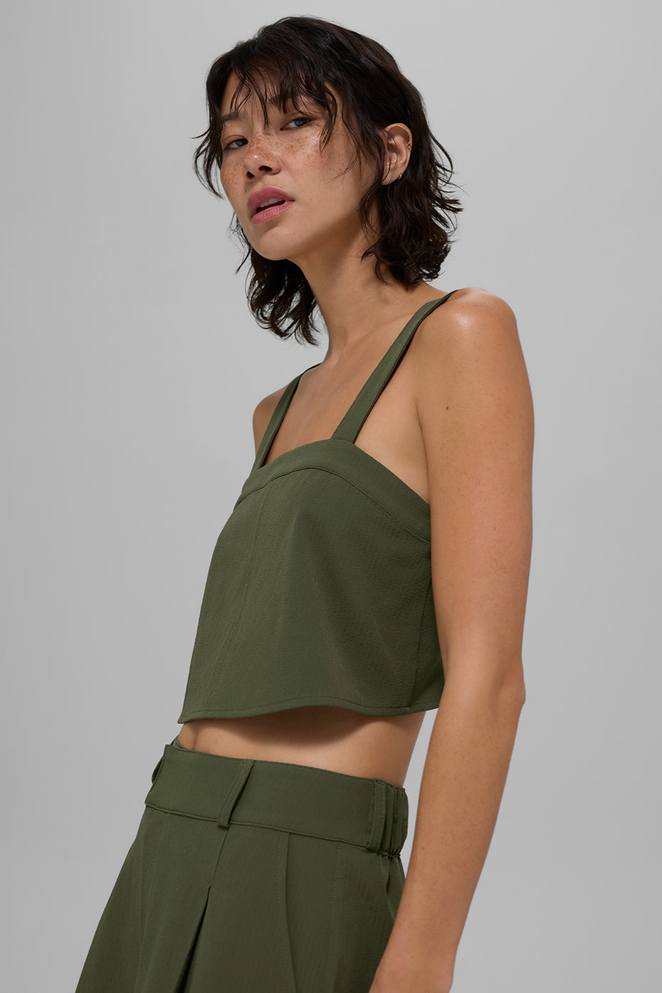 Alo Yoga Cropped Dreamscape Tank - Green Olive