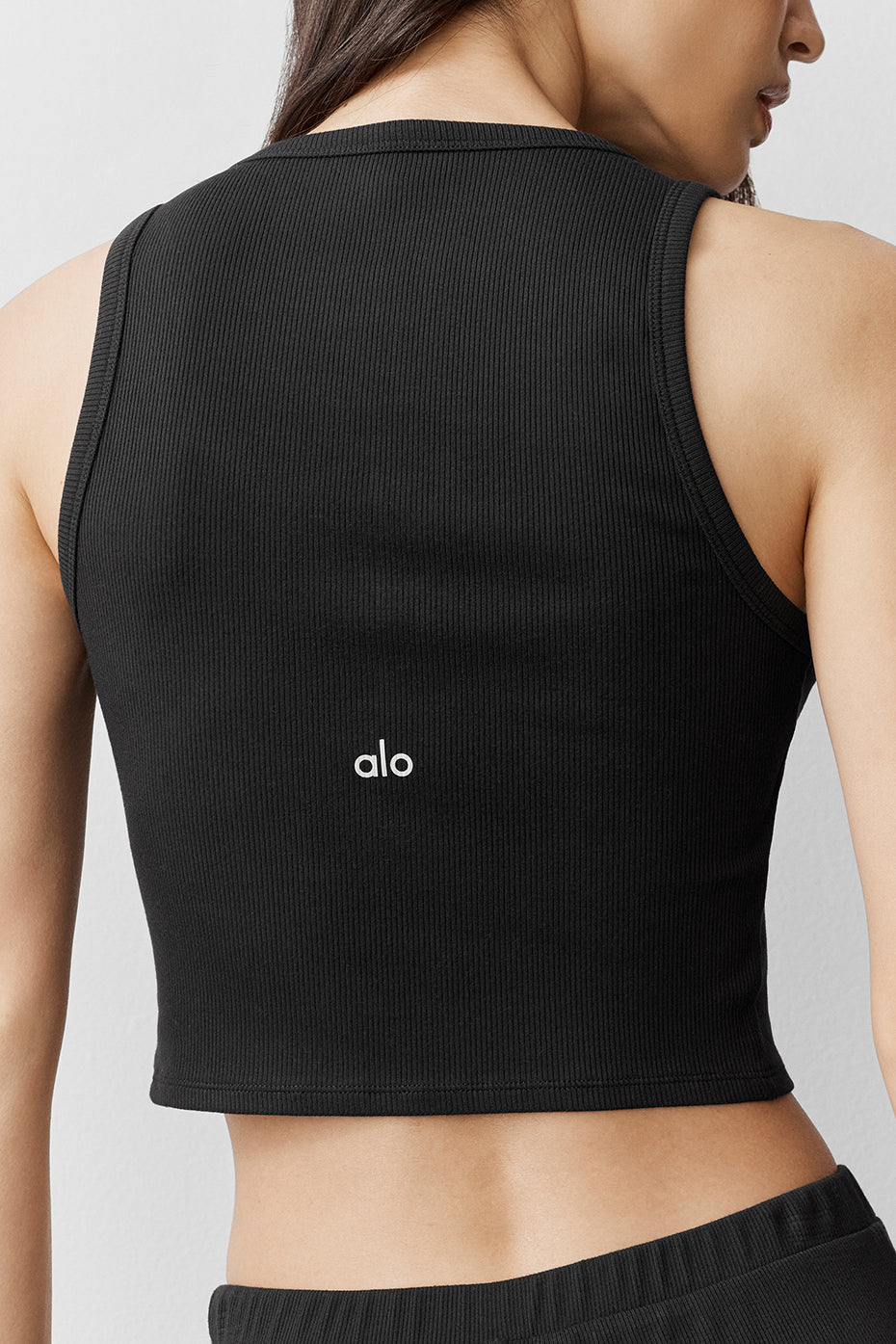 Alo Yoga Ribbed Modal Henley Tank - Black