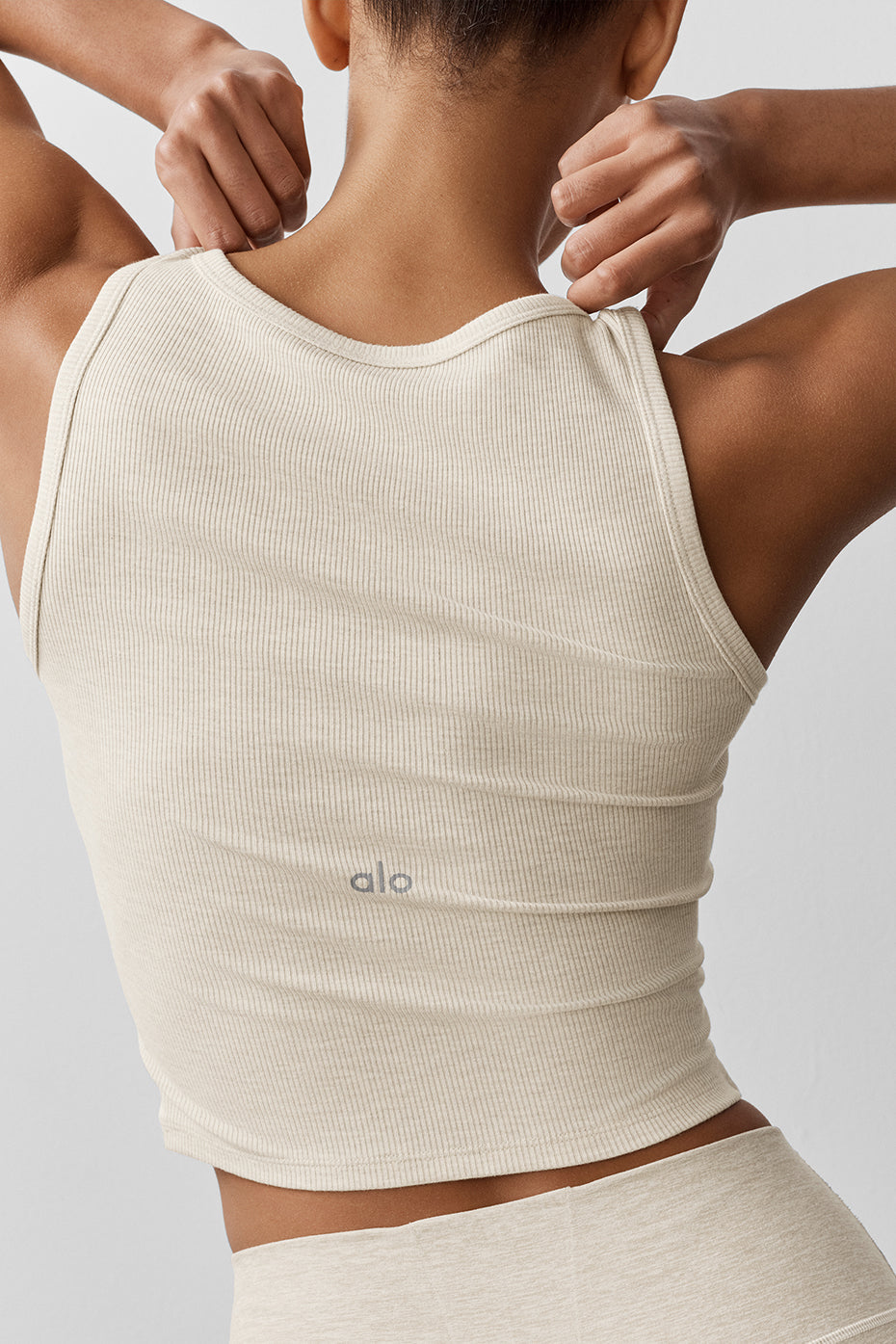 Alo Yoga Ribbed Modal Henley Tank - Oatmeal Heather