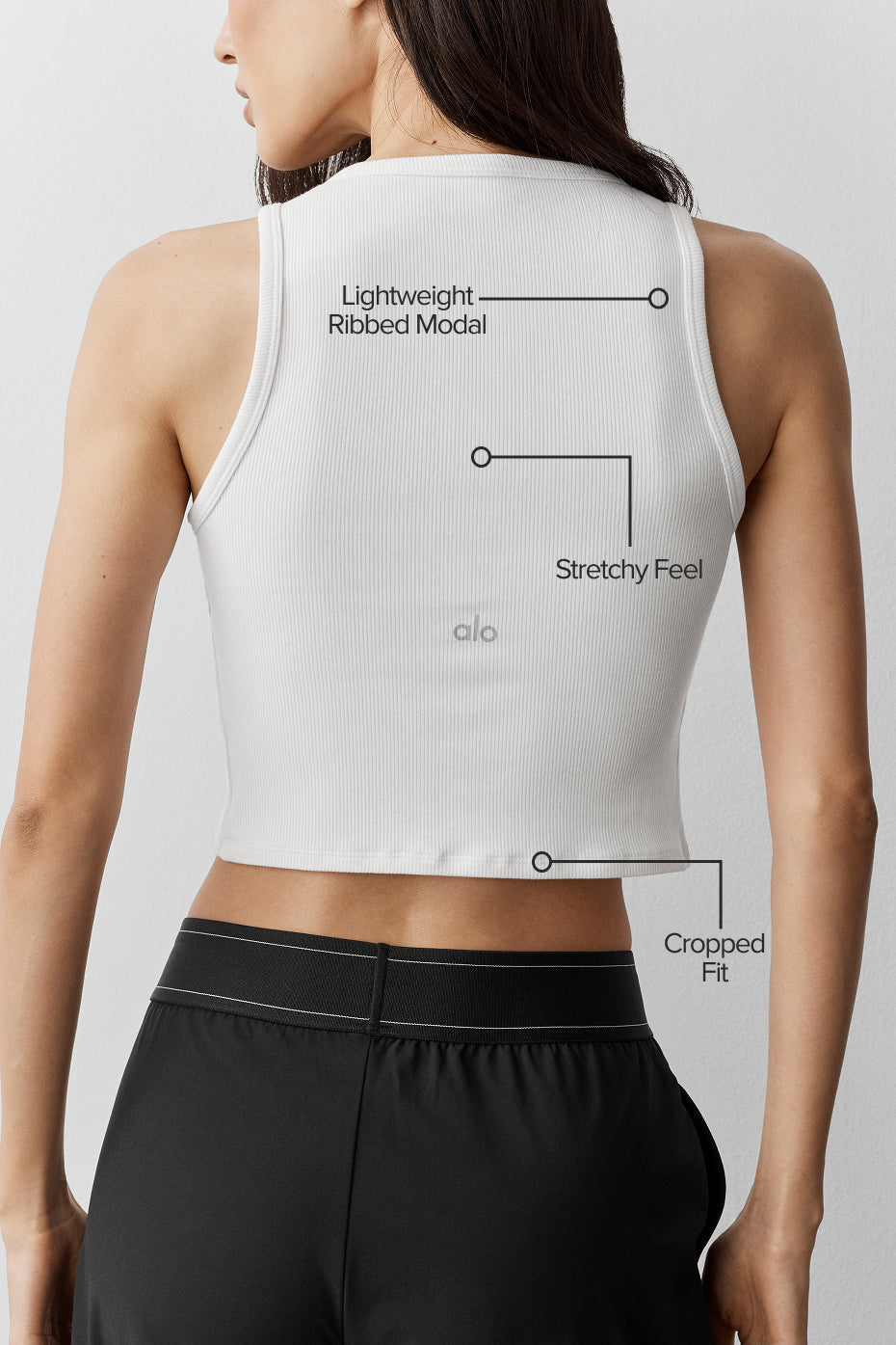 Alo Yoga Ribbed Modal Henley Tank - White