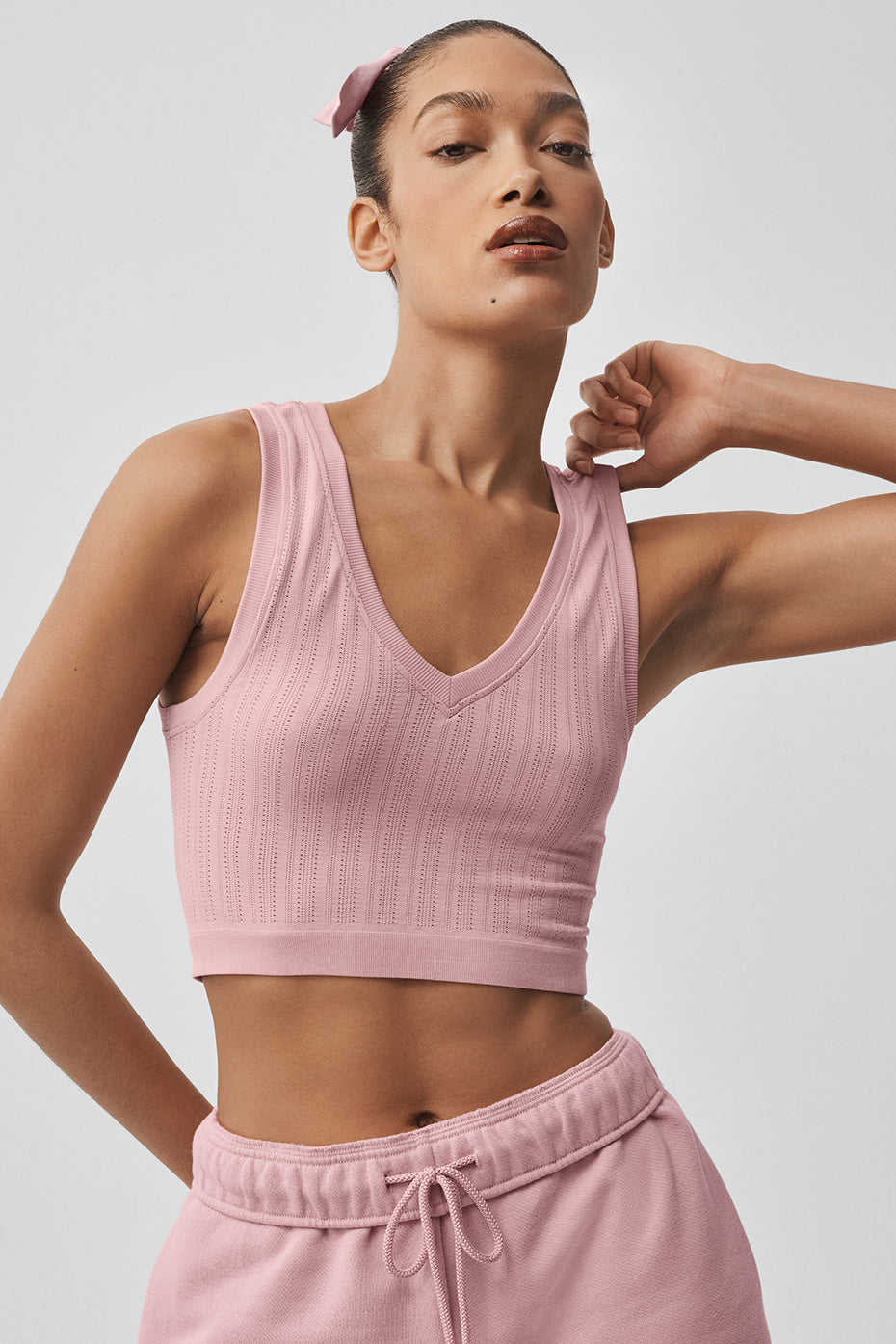 Alo Yoga Seamless Pointelle Tank - Vintage Pink