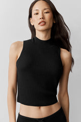 Alo Yoga Sweater Knit Unwind Sleeveless Top - Black