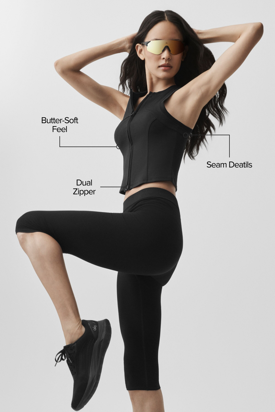 Alo Yoga Alosoft Level Up Full Zip Tank - Black