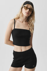 Alo Yoga Mini Cable Sweater Tank - Black