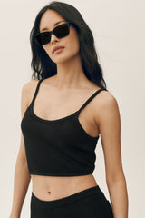 Alo Yoga Silk Cashmere Cropped Heat Wave Tank - Black
