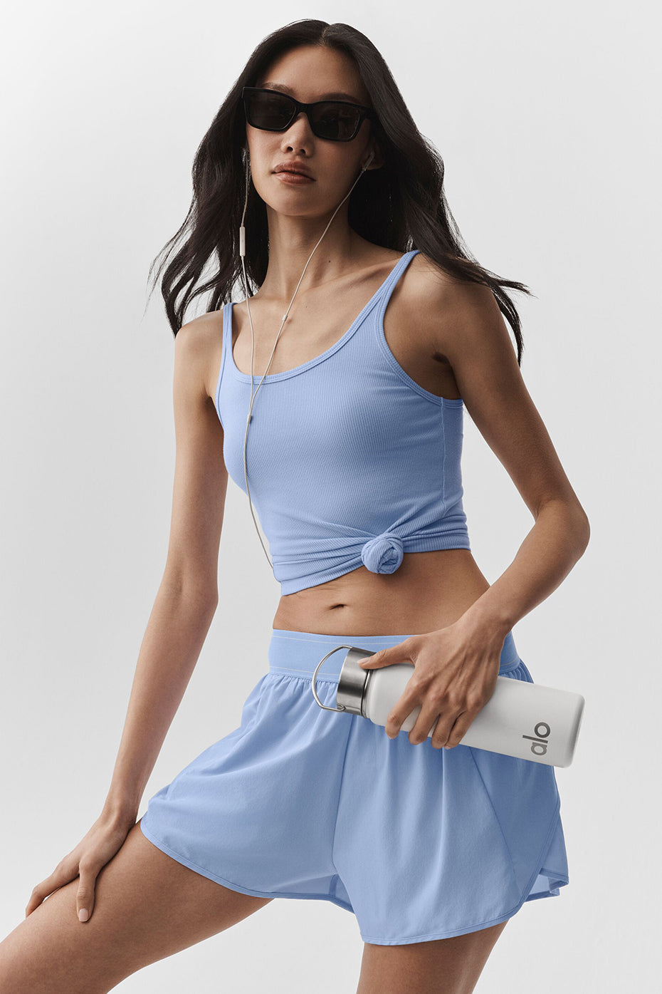 Alo Yoga Ribbed Adore Tank - Light Provence Blue