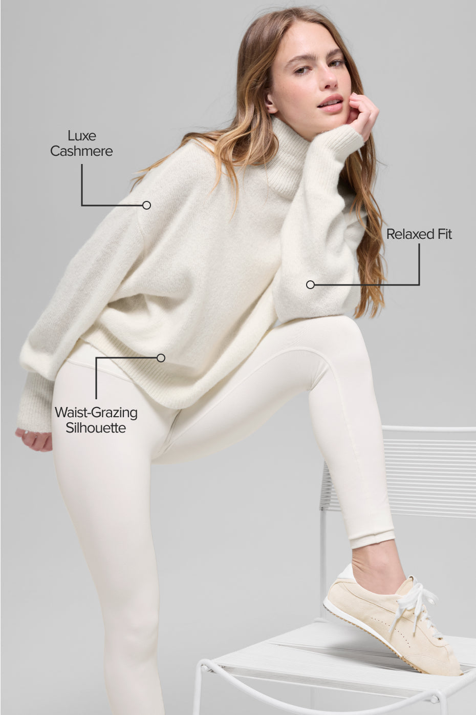 Alo Yoga Wool Cashmere Cropped New Class Turtleneck Sweater - Ivory
