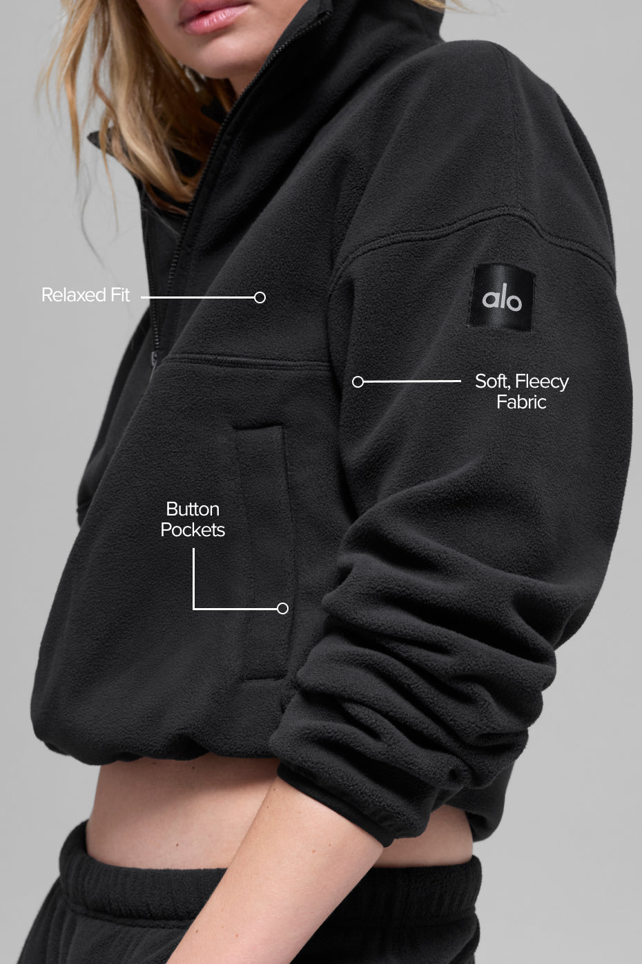 Alo Yoga Polar Fleece Retreat Cover Up - Black