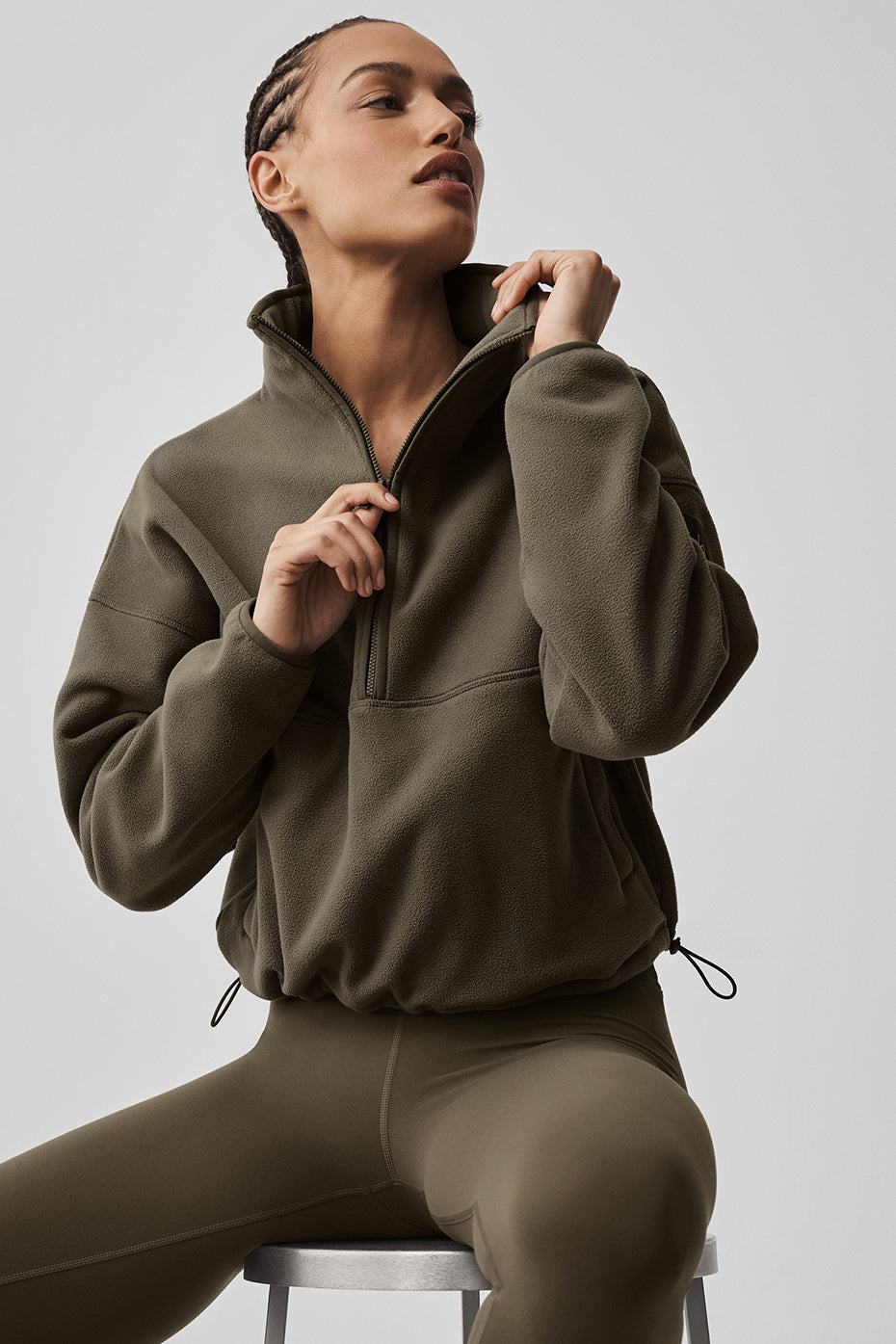 Alo Yoga Polar Fleece Retreat Cover Up - Olive Tree