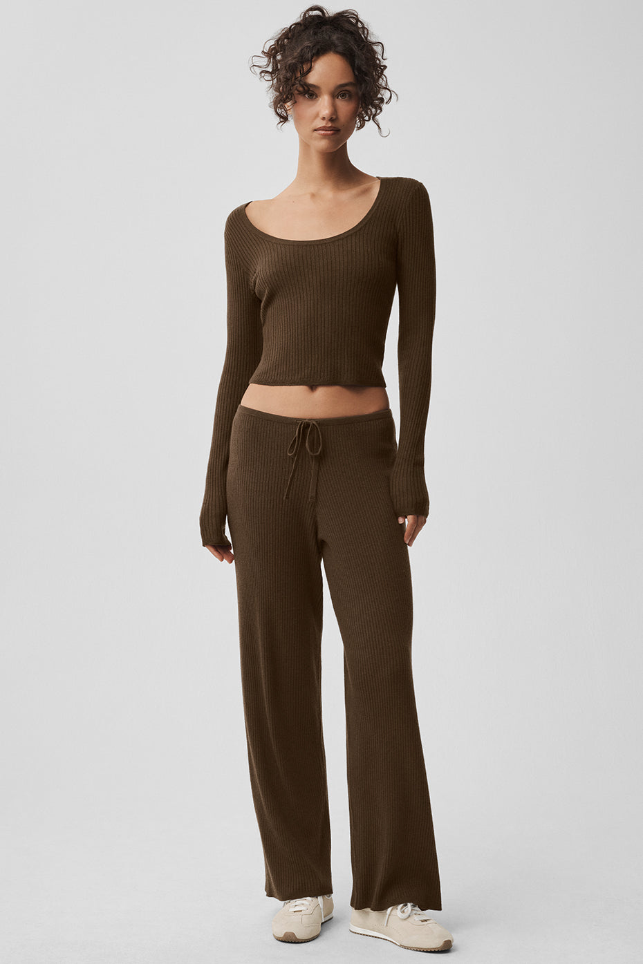 Alo Yoga Sweater Knit Unwind Long Sleeve - Espresso